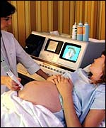 Pregnant woman having a scan