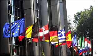EU flags in Brussels