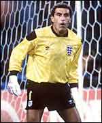 Peter Shilton in goal for England against West Germany at Italia '90
