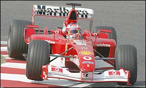 Rubens Barrichello driving the Ferrari F2002