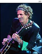 Keith Richards of the Rolling Stones on stage in the US