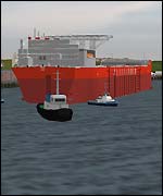 Computer simulation of the Bonga entering the Tyne