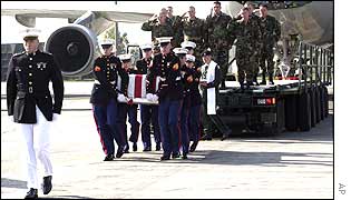 Coffin of dead US marine