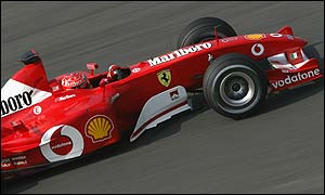 Michael Schumacher in action at Suzuka