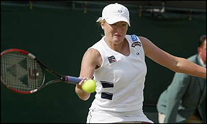 Elena Baltacha in action at Wimbledon this year