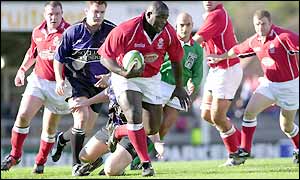 Llanelli's Martyn Madden charges forward