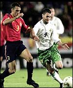 Damian Johnston fights off the advances of Bravo