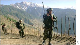 Indian troops near the Line of Control in Jabri.