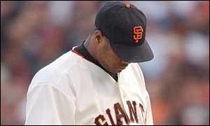 Fernando Vina scores two for the Cardinals off the pitching of Hernandez