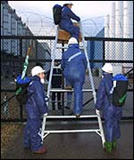 Greenpeace photo of activists entering Sizewell