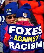 Leicester fans protest against racism