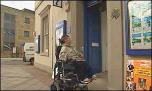 Wheelchair-bound tourist in Arbroath