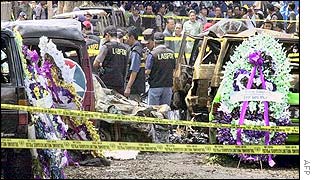 Wreaths left in Kuta