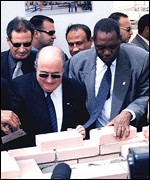 Fifa president Sepp Blatter with Caf boss Issa Hayatou