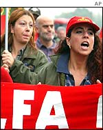 Alfa Romeo workers protesting at Fiat layoffs