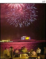 A firework display at the library's opening