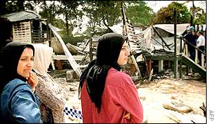 Burnt-out remains of Muslim mosque targeted last year after 11 September