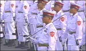 Burmese soldiers on military parade
