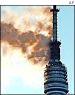 Ostankino tower on fire