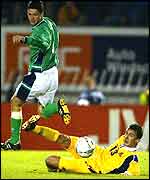 Philip Mulryne battles with Ukraine's Maxym Kalymychenko on Wednesday