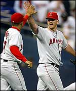 Closer Troy Percival is the Angels' star pitcher