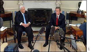 Ariel Sharon and George W Bush 
