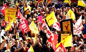 Firefighters protesting in London in September