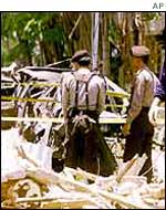Police at the scene of the blast