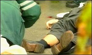 Mr Tsvetkov lies dead in Novy Arbat street