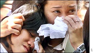 Women weep for the victims of the Bali bombing