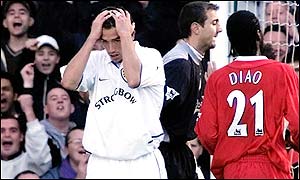 Harry Kewell's expression says it all after his misses Leeds' best chance