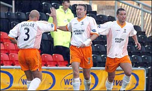 Barry Wilson celebrates his strike for Livingston