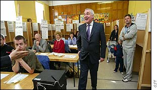 Mr Ahern in a referendum polling station