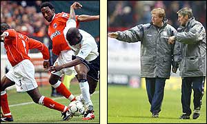 Bartlett and Powell battle for Charlton as Boro manager Steve McLaren looks on