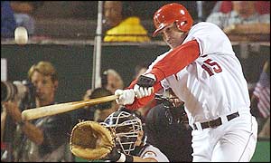 The Angels level the World Series as Salmon's two-run homer settles an amazing match 