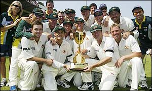 The Aussies celebrate their 3-0 series whitewash