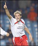 Southampton striker James Beattie celebrates a goal