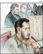 Court drawing of Mounir al-Motassadek 