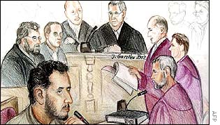 A sketch of the courtroom