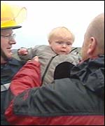 Child being rescued