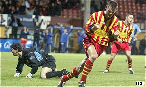 Martin Hardie celebrates after scoring the winning goal