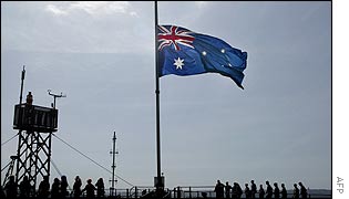 Australian flag flies at half-mast