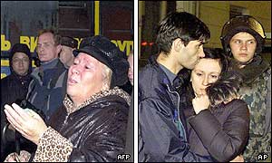 Relatives waiting outside the theatre.