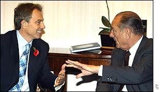 Tony Blair and Jacques Chirac in Brussels