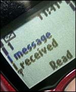 Receiving a text message, BBC