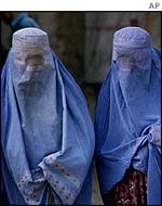 Afghan women often wear the traditional burqa