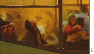 Freed hostages in bus