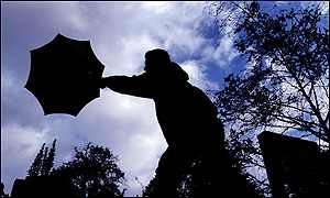 A man with his umbrella