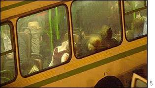 Unconscious hostages on a bus are taken away from the Moscow theatre