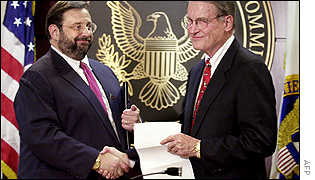 SEC chairman Harvey Pitt (left) and William Webster, who has been chosen to oversee a new accounting oversight board.
